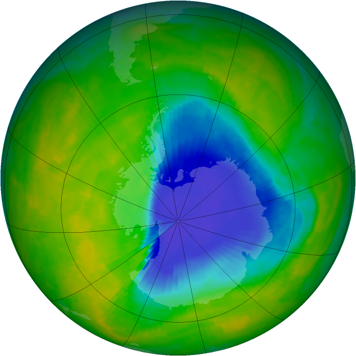 Antarctic ozone map for 12 November 2003